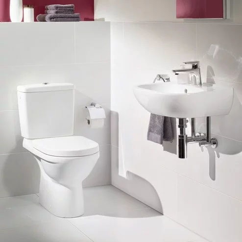 Villeroy and Boch O.novo Rimless Close Coupled Toilet (Side/Rear Entry Water Inlet) + Soft Close Seat - Image 4