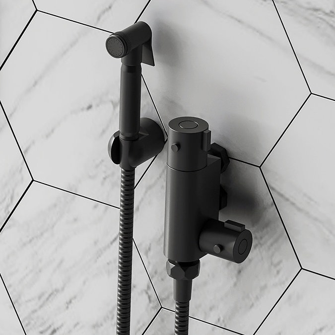 Arezzo BTW Close Coupled Toilet with Matt Black Douche Kit and Soft Close Seat - Image 6