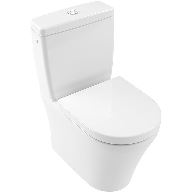 Villeroy and Boch O.novo DirectFlush Rimless BTW Close Coupled Toilet (Bottom Entry Water Inlet) + Soft Close Seat
