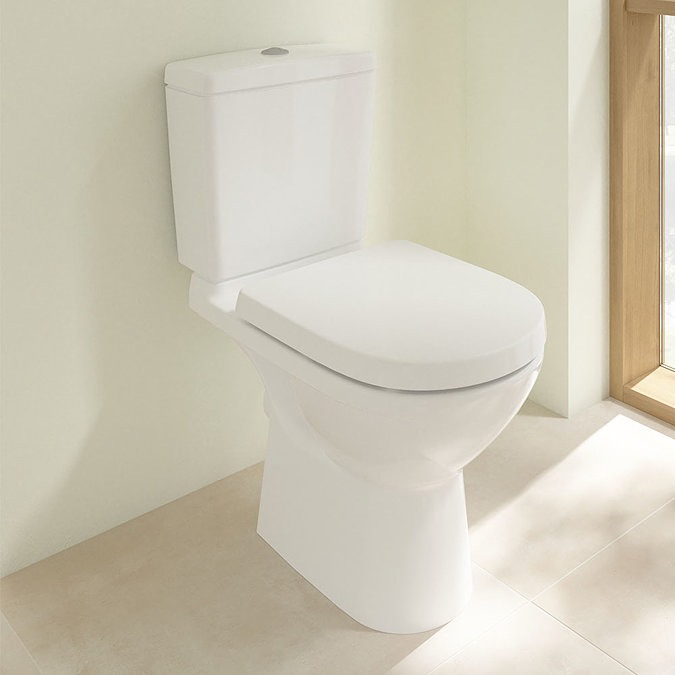 Villeroy and Boch O.novo Close Coupled Toilet (Side/Rear Entry Water Inlet) + Soft Close Seat - Image 2