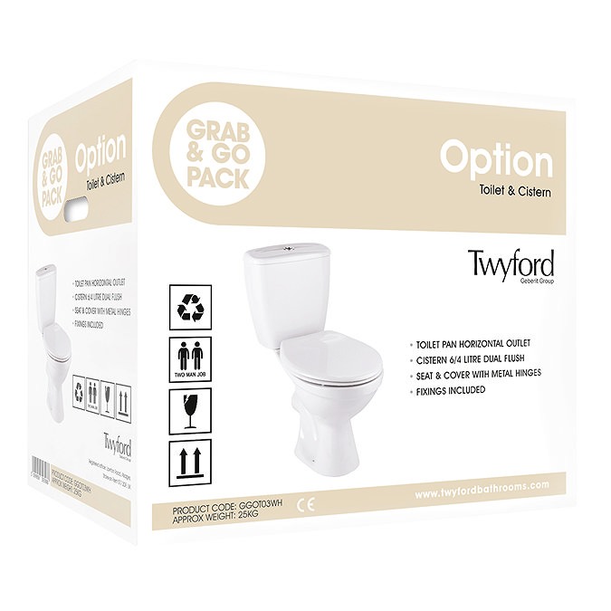 Twyford Option Grab & Go Close Coupled Toilet, Cistern & Seat - Image 2