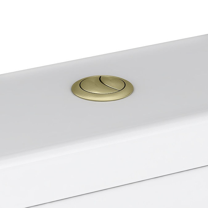 Arezzo Square BTW Close Coupled Rimless Toilet with Soft Close Seat (Brushed Brass Flush + Hinges) - Image 4
