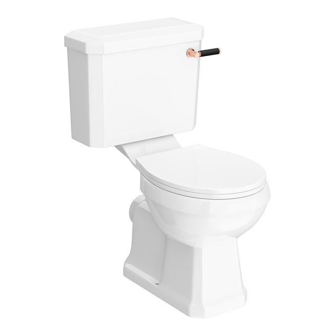 Arezzo Traditional Toilet with Rose Gold and Matt Black Lever - Image 2
