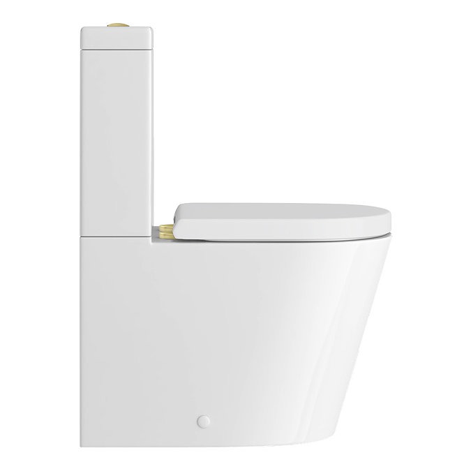 Arezzo BTW Close Coupled Toilet with Brushed Brass Douche Kit and Soft Close Seat - Image 3