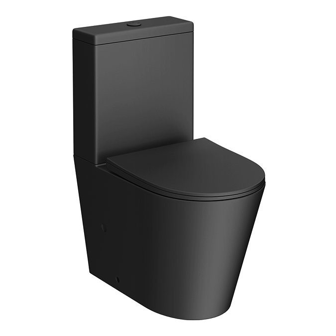 Arezzo Matt Black BTW Close Coupled Toilet + Soft Close Seat - Image 2