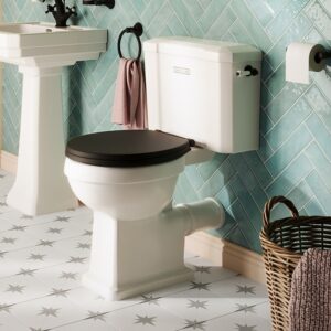 Trafalgar Close Coupled Toilet with Matt Black Flush - Excludes Seat