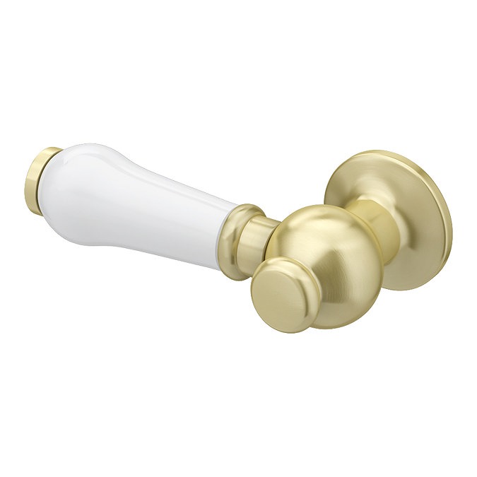 Trafalgar Close Coupled Traditional Toilet – White Ceramic WC with Brushed Brass Flush & Soft Close Seat - Image 3