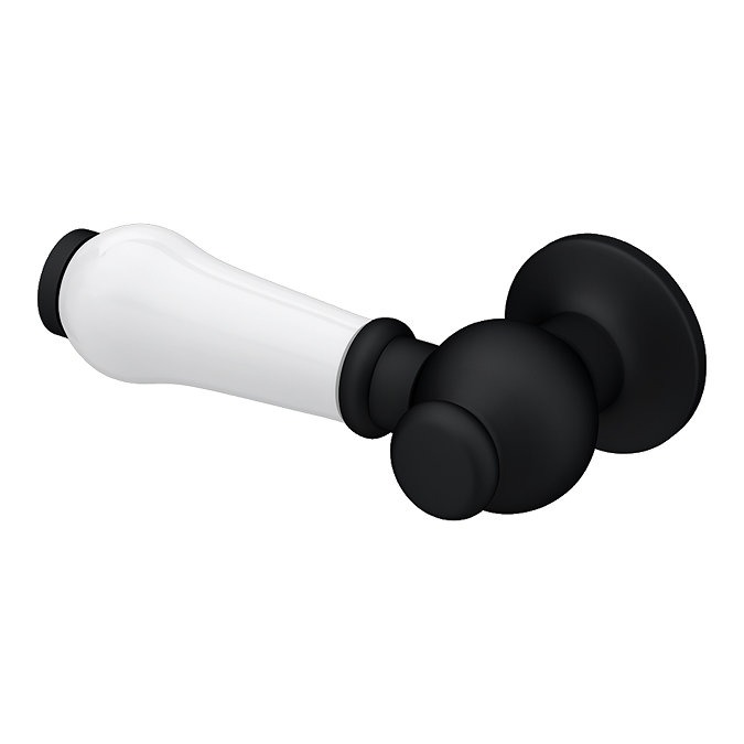 Trafalgar Close Coupled Traditional Toilet - White Ceramic WC with Matt Black Flush & Soft Close Seat - Image 2