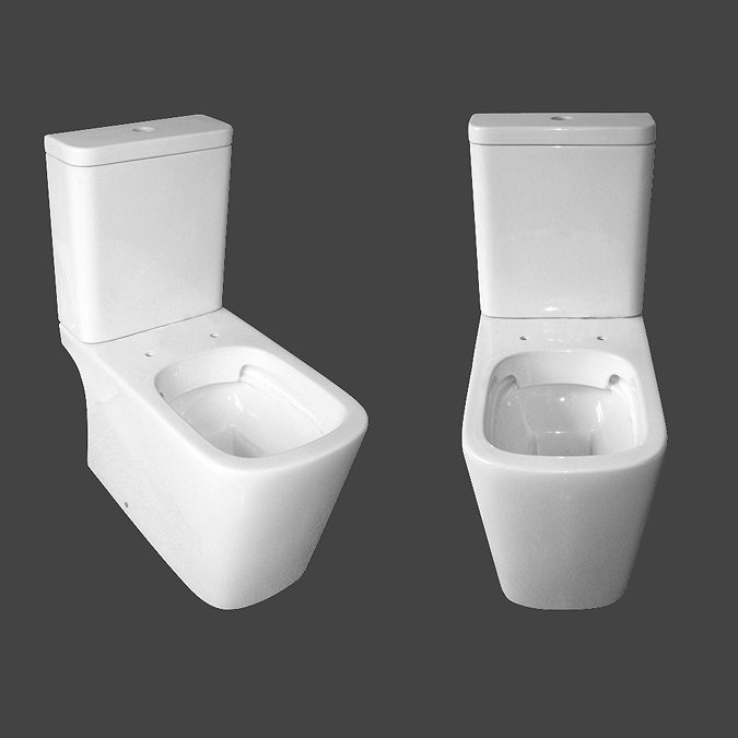 Arezzo Square Close Coupled Rimless Toilet with Soft Close Seat - Image 4