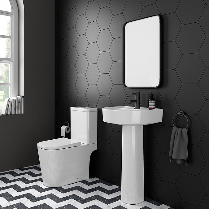 Arezzo Square Close Coupled Rimless Toilet with Soft Close Seat - Image 5