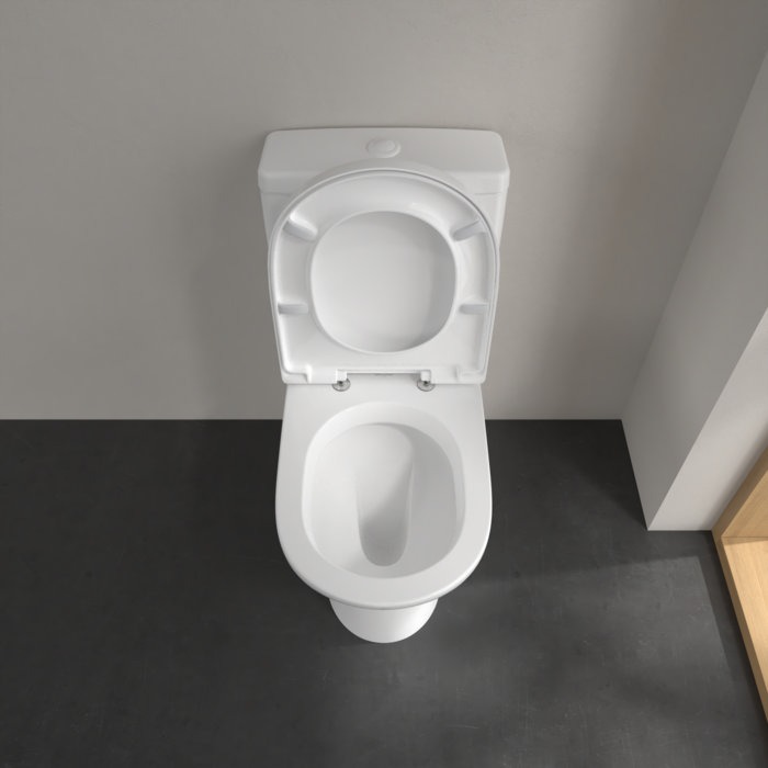 Villeroy and Boch O.novo BTW Close Coupled Toilet (Side/Rear Entry Water Inlet) + Soft Close Seat - Image 5