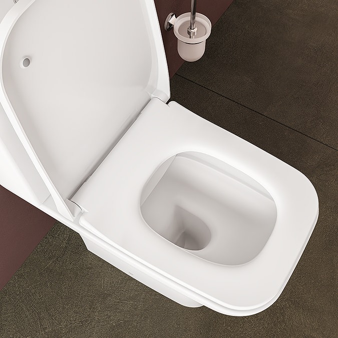 VitrA Evi Square Rimless Close Coupled Toilet - Open Back with Soft-Close Seat - Image 2