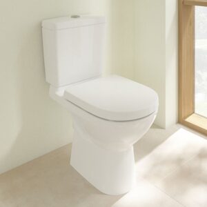 Villeroy and Boch O.novo Rimless Close Coupled Toilet (Side/Rear Entry Water Inlet) + Soft Close Seat