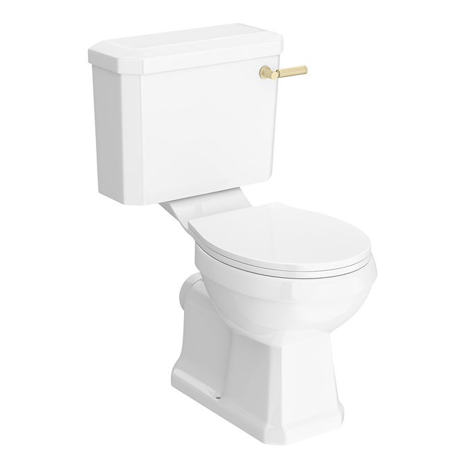 Arezzo Traditional Toilet with Brushed Brass Lever - Image 2