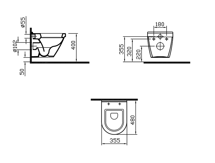 VitrA S50 Compact Wall Hung Toilet + Soft Close Seat - Image 2