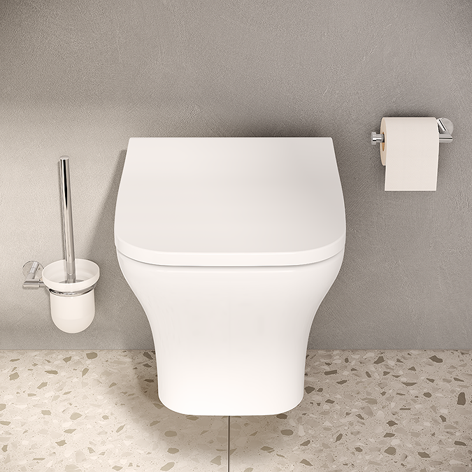 VitrA Evi Square Wall Hung Rimless Toilet with Soft-Close Seat - Image 3