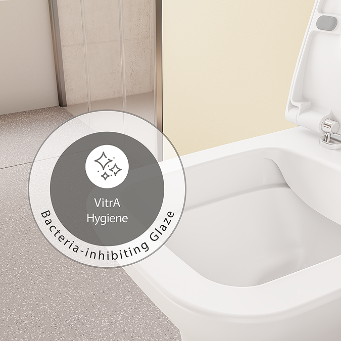 VitrA Evi Square Wall Hung Rimless Toilet with Soft-Close Seat - Image 6