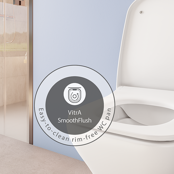 VitrA Evi Square Rimless Back-to-Wall Toilet with Soft-Close Seat - Image 3