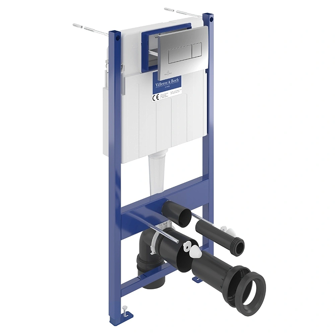 Villeroy & Boch Viconnect Pro Toilet Frame with Chrome Flush Plate + Architectura Compact Rimless Toilet - Image 6