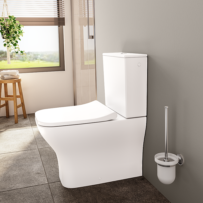 VitrA Evi Square Rimless Close Coupled Toilet - Back-to-Wall with Soft-Close Seat - Image 6