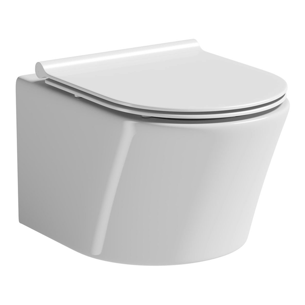 Wirquin Initio 1m Wall Hung WC Frame Inc. Chrome Plate + Toilet with Slim Soft Close Seat - Image 3