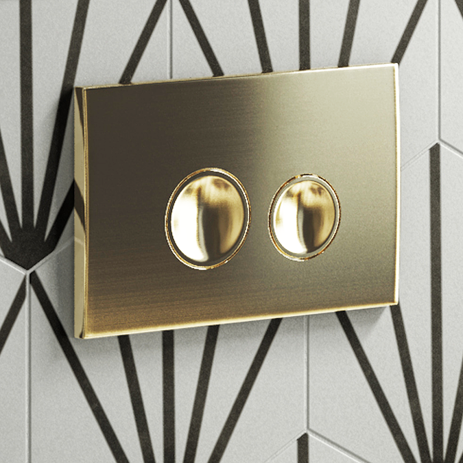 Arezzo Complete Wall Hung Toilet Set - Brushed Brass Flush - Image 2