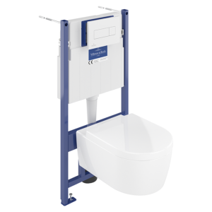 Villeroy & Boch ViConnect Pro S Toilet Frame with Arto Wall Hung Toilet Combi Pack and White Flush Plate