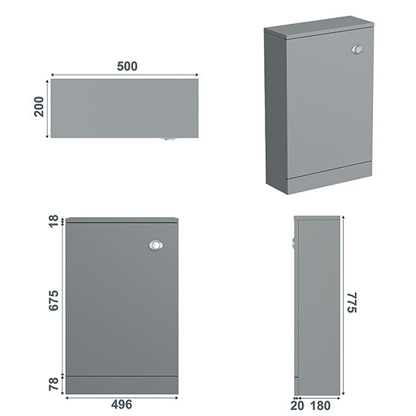 Clarity 500mm Satin Grey Back-to-Wall Toilet Unit Only (200mm Depth) - Image 6