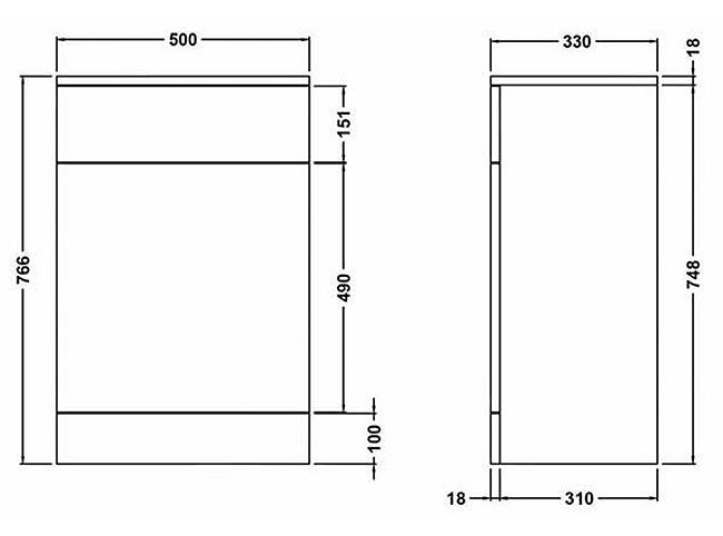 Cove Gloss White WC Unit Only - 500mm Wide x 330mm Deep - Image 3