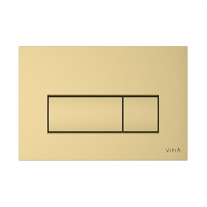 VitrA Evi Round Rimless Toilet with Soft-Close Seat + Concealed WC Dual Flush Cistern with Wall Hung Frame (Brushed Gold Flush Plate) - Image 3