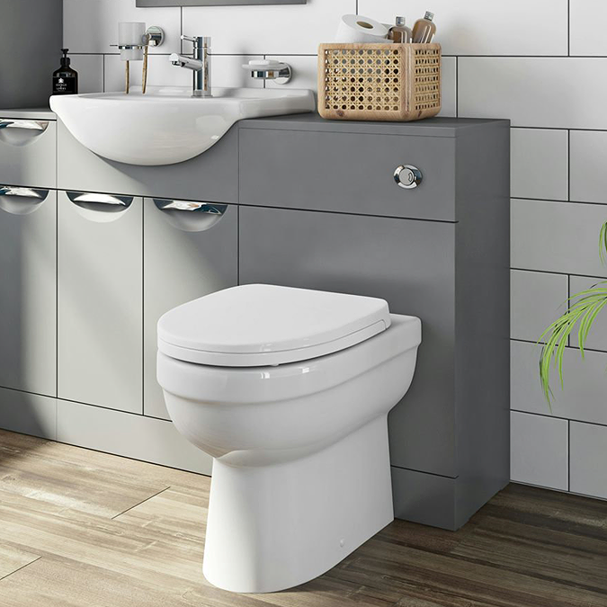 Orchard Elsdon Stone Grey Slimline 500mm Back to Wall Toilet Unit - Image 3