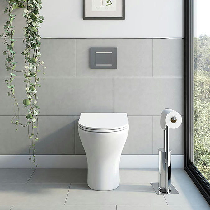 Orchard Derwent Round Rimless Compact Back to Wall Toilet with Soft Close Slim Seat - Image 2