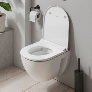 Duravit D-Code Compact Rimless Wall Hung Toilet with Soft Close Seat