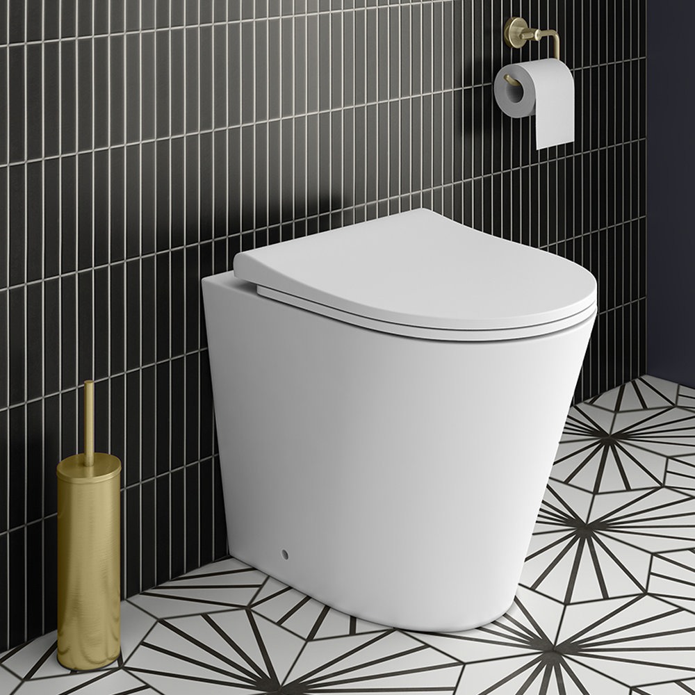 Arezzo Back to Wall Toilet (incl. Slim Soft Close Seat with Brushed Brass Hinges) - Image 6