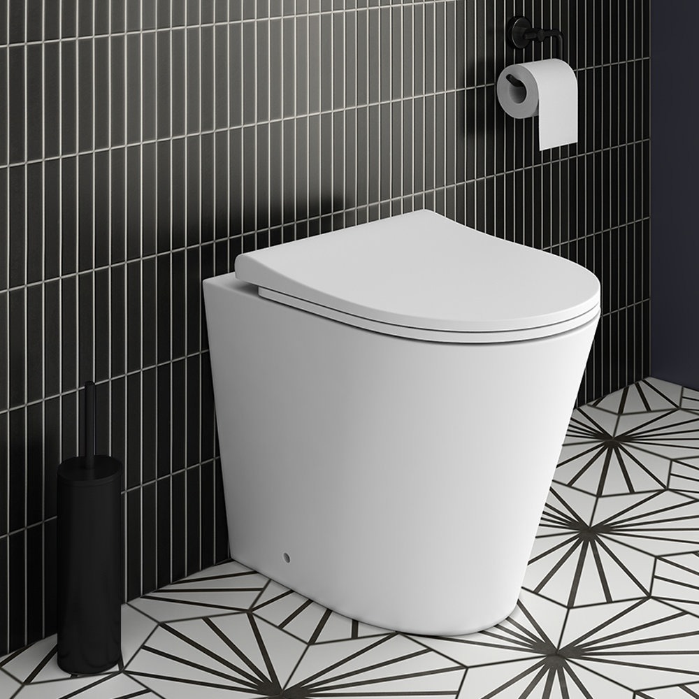 Arezzo Back to Wall Toilet (incl. Slim Soft Close Seat with Matt Black Hinges) - Image 6