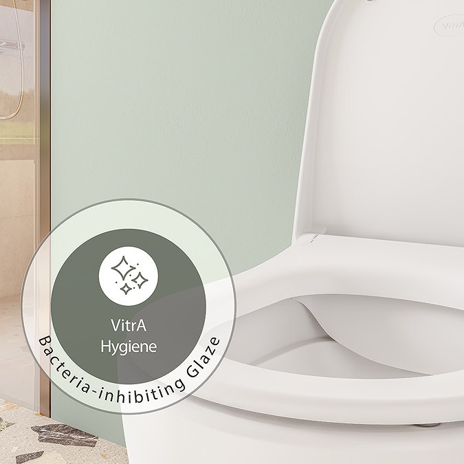 VitrA Evi Round Wall Hung Rimless Toilet with Soft-Close Seat - Image 5