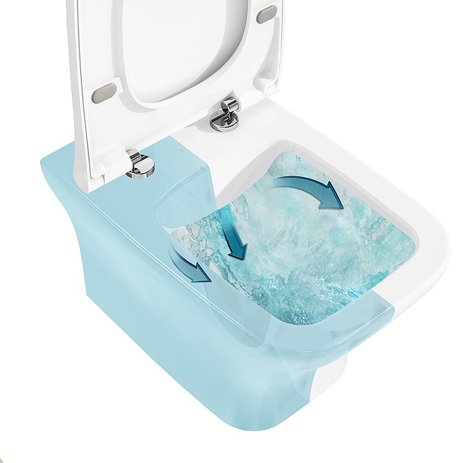 VitrA Evi Square Wall Hung Rimless Toilet with Soft-Close Seat - Image 4