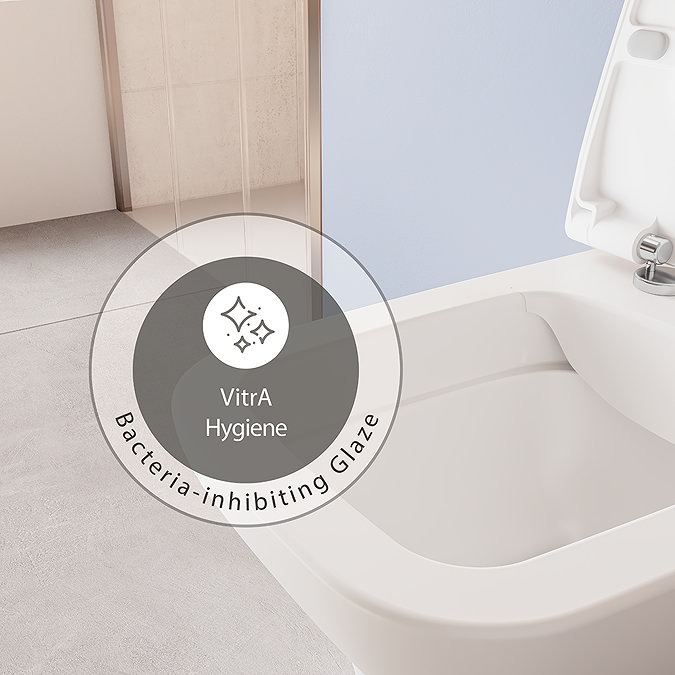 VitrA Evi Square Rimless Back-to-Wall Toilet with Soft-Close Seat - Image 7