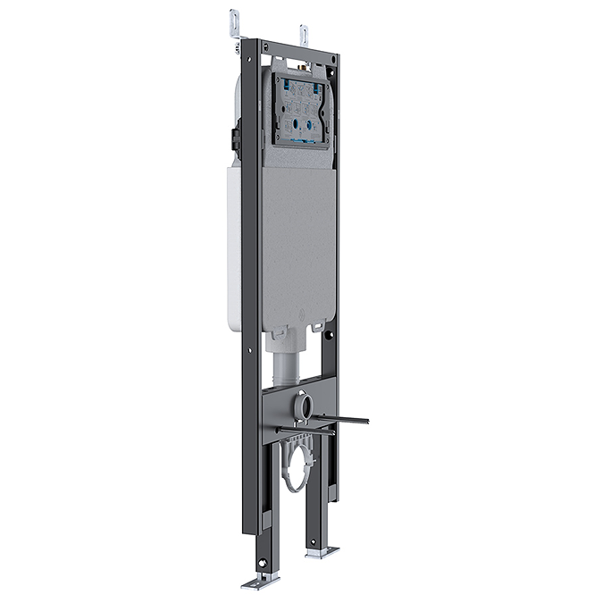 Viva Skylo Ultra Slim Wall Hung Frame With Ultra12 Matt Black Dual Flush Plate - Round Buttons - Image 3