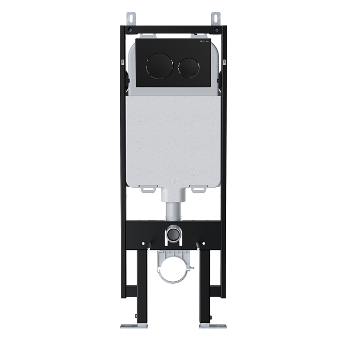 Viva Skylo Ultra Slim Wall Hung Frame With Ultra12 Matt Black Dual Flush Plate - Round Buttons