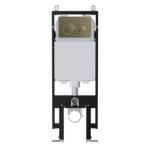 Viva Skylo Ultra Slim Wall Hung Frame with Ultra14 Brushed Brass Dual Flush Plate - Round Buttons