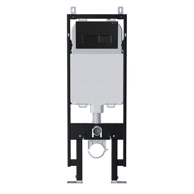 Viva Skylo Ultra Slim Wall Hung Frame With Ultra22 Matt Black Dual Flush Plate - Square Buttons