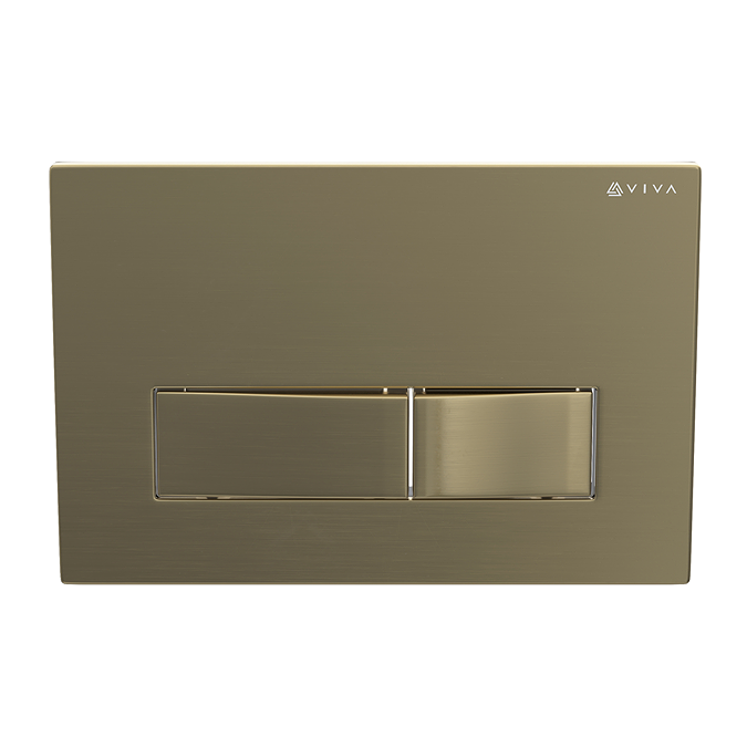 Viva Skylo Ultra Slim Wall Hung Frame With Ultra24 Brushed Brass Dual Flush Plate - Square Buttons - Image 5