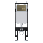 Viva Skylo Ultra Slim Wall Hung Frame With Ultra24 Brushed Brass Dual Flush Plate - Square Buttons