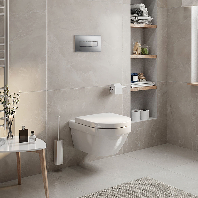 Villeroy and Boch Viconnect Pro S Toilet Frame with Chrome Flush Plate + Architectura Wall Hung Toilet