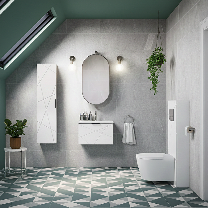 Voyage Tall WC Toilet Unit with Concealed Cistern Frame, Wall Hung Pan & Chrome Flush Plate - Arctic White - Image 10