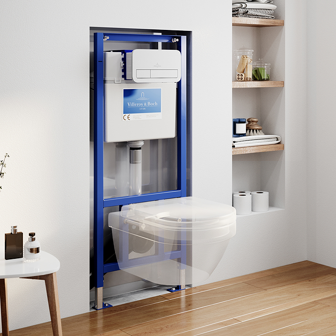 Villeroy & Boch ViPro 2.0 Toilet Frame with White Flush Plate + Architectura Round Wall Hung Toilet - Image 10