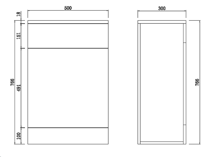 AquaSure Cove W500 x D300mm PVC WC Unit Gloss White - 100% Waterproof - Image 3