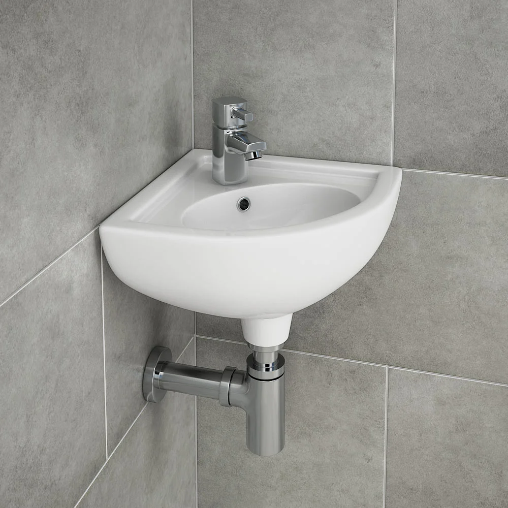 RAK Compact Corner Basin, Gloss White