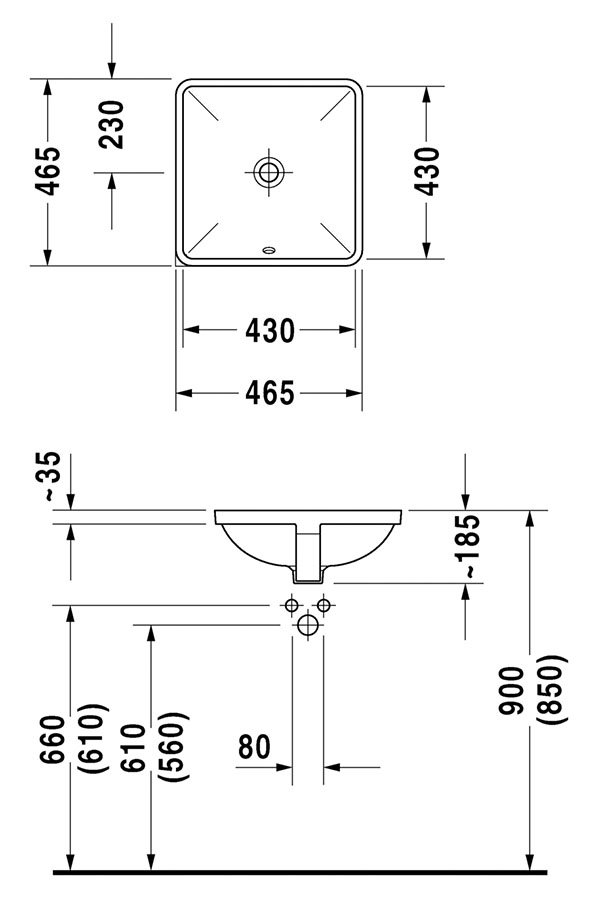 Duravit Starck 3 430mm Under Counter Basin - Image 2